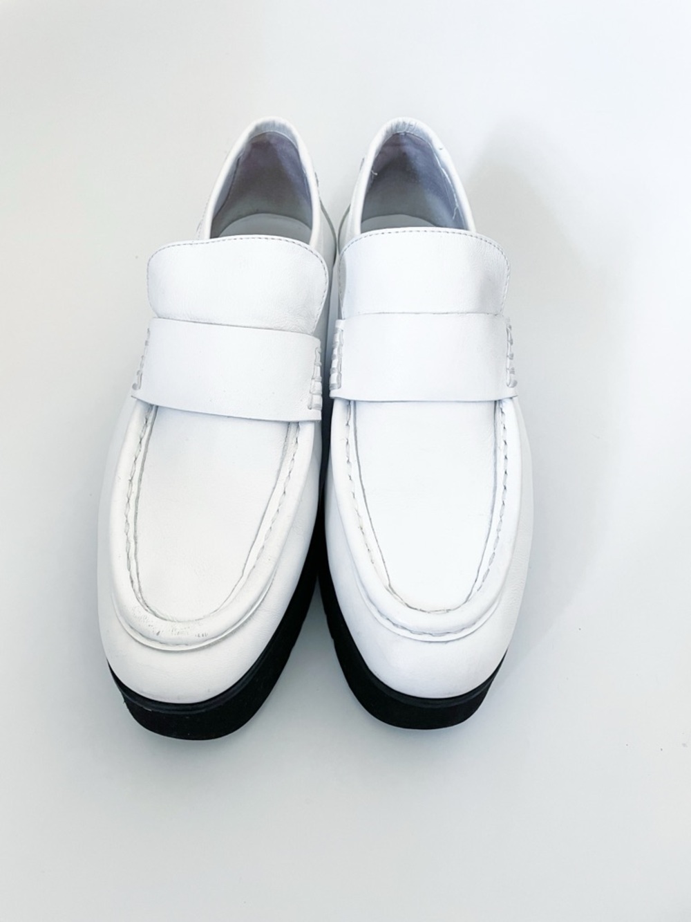 MAJE white leather platform loafers size FR 40 / US 10  chunky shoes Y2K leather - Picture 3 of 11